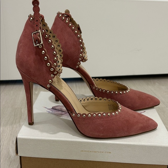 Jessica Simpson Pink Studded Suede Pumps - Picture 3 of 6